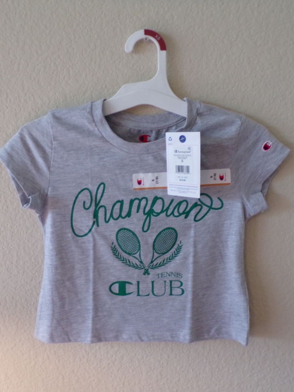 Champion Graphic Baby Tee – "Tennis Club" Script Print – Girls' Size S - NWT